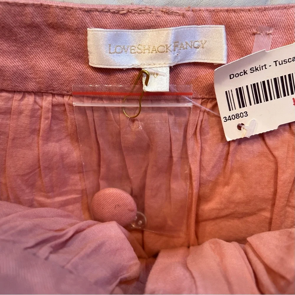 New LoveShackFancy Dock Mini Skirt Tuscany Pink Cotton 0 - Picture 6 of 12